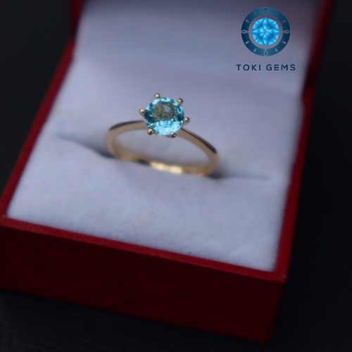 NHẪN NỮ VÀNG 18K  ĐÁ CHỦ TOPAZ XANH