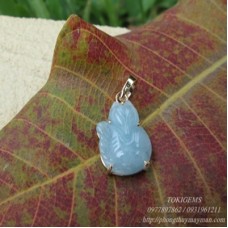 MẶT DÂY CHUYỀN HỒ LY ĐÁ AQUAMARINE BỌC VÀNG 14K