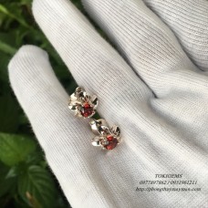 HOA TAI VÀNG  18K ĐÁ CHỦ GARNET