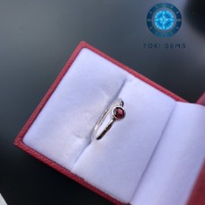 NHẪN BẠC ĐÁ GARNET ĐỎ 4M