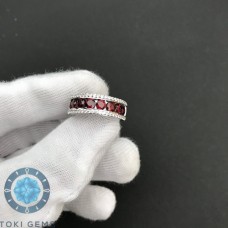 NHẪN BẠC 925 ĐÍNH ĐÁ THIÊN NHIÊN GARNET 