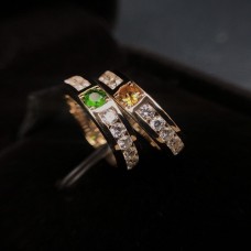 Nhẫn Cặp Đá Tourmaline xanh và Thạch Anh Vàng