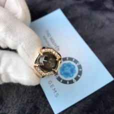 NHẪN VÀNG 18K ĐÁ CHỦ SAPPHIRE ĐEN  THIÊN NHIÊN