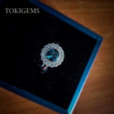 NHẪN VÀNG TRẮNG ĐÁ CHỦ TOPAZ XANH