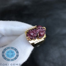 NHẪN VÀNG TỲ HƯU RUBY THIÊN NHIÊN