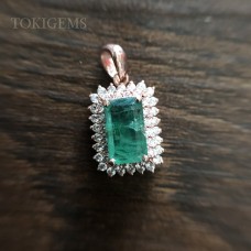 MẶT DÂY VÀNG HỒNG ĐÁ CHỦ NGỌC LỤC BẢO (EMERALD) 