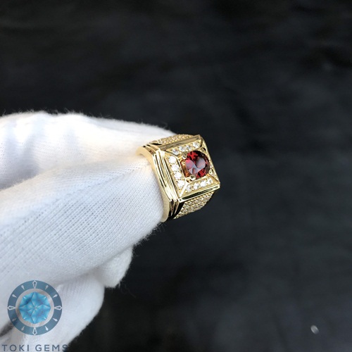 NHẪN  NAM ĐÁ CHỦ GARNET 7MM